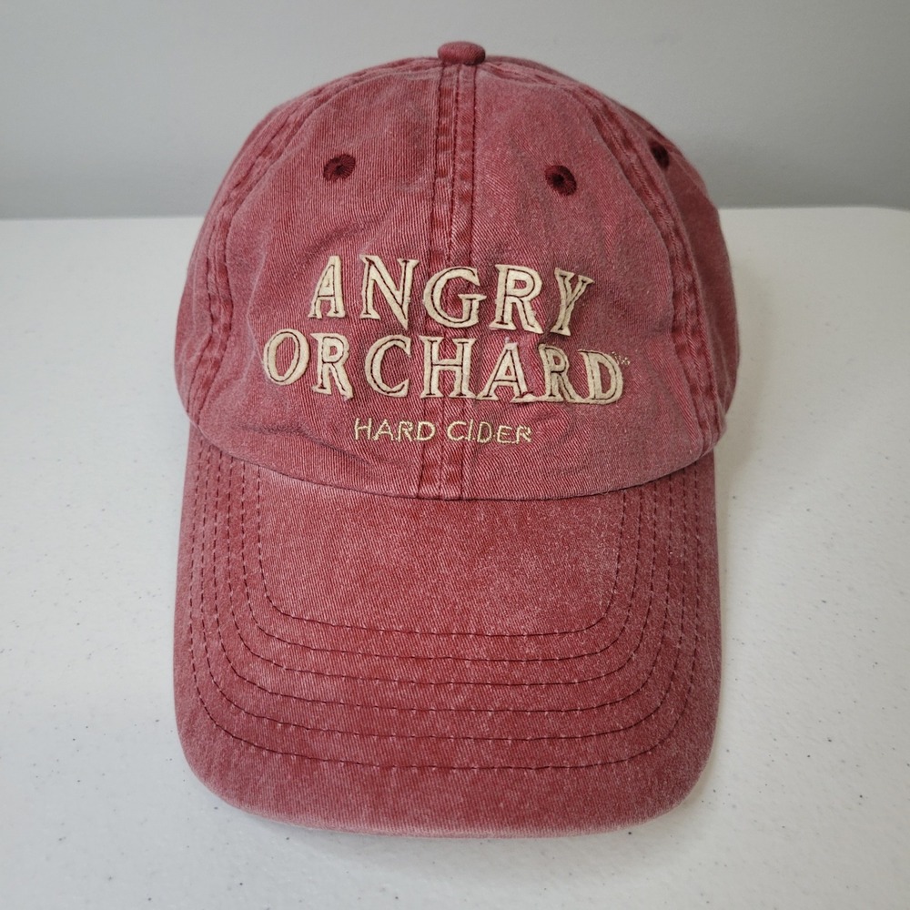 Angry‎ Orchard Hard Cider Baseball Hat Red Washed Cotton Adjustable Strapback
